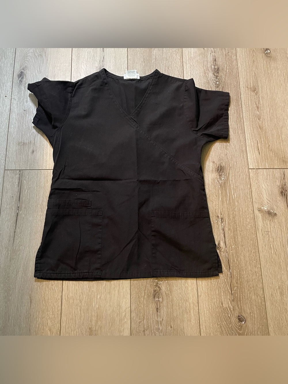 SB Scrubs Black Mock Wrap Scrub Top XS Comfort Medical Uniform